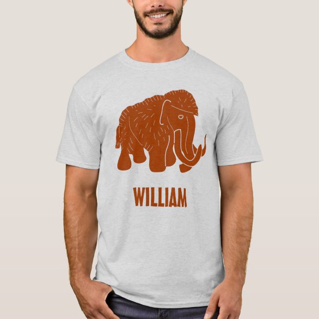 Rust Red Tecknad Wooly Mammoth Personlig T Shirt (Framsida)
