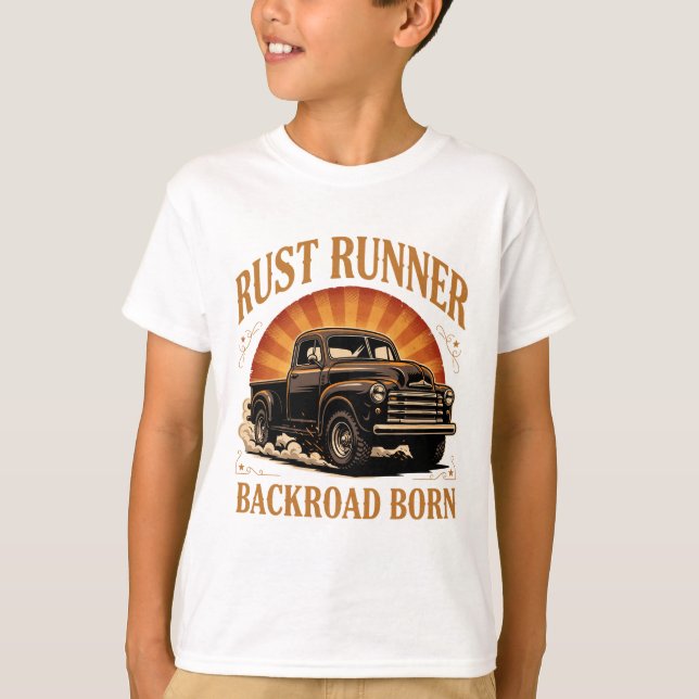 Rust Runner Vintage Pickup Truck T-Shirt blir (Framsida)