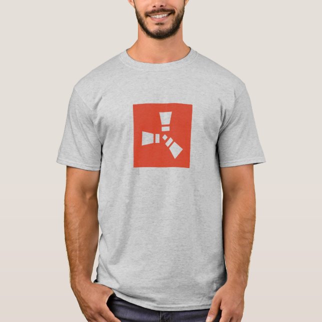 RUST-symbol klar på röd T Shirt (Framsida)