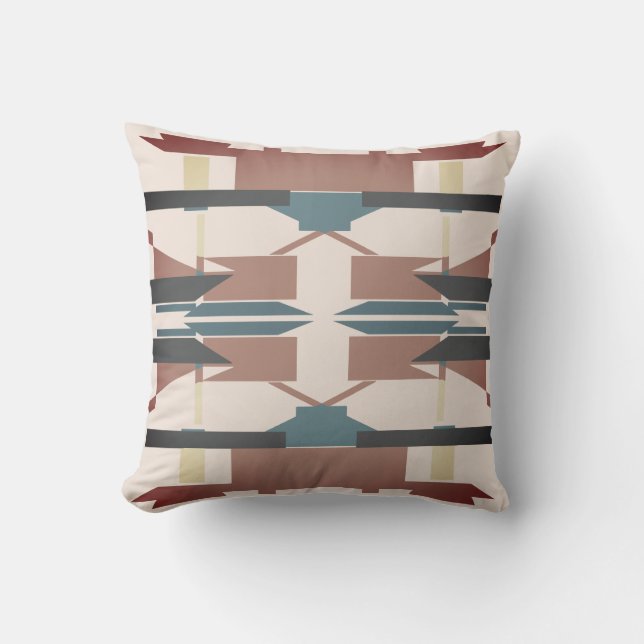 Rust Teal Beige Native American Southwest Art look Kudde (Framsida)