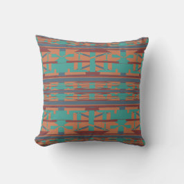 Rust Teal Slate Desert Southwest look Tribal Art Kudde