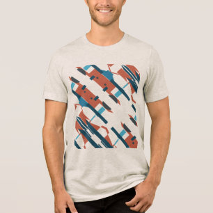 Rust Teal Turcos Slanted Southwest Art-inspirated T Shirt