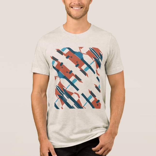 Rust Teal Turcos Slanted Southwest Art-inspirated T Shirt (Framsida)
