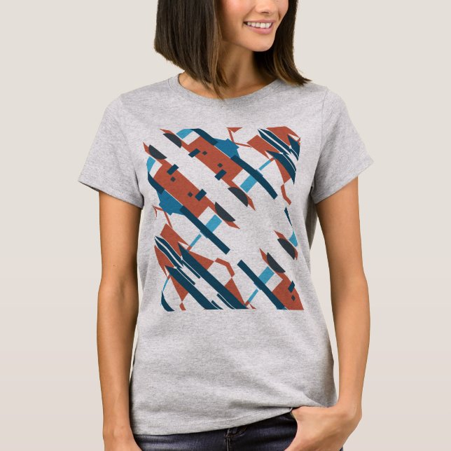 Rust Teal Turcos Slanted Southwest look Design T Shirt (Framsida)