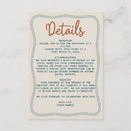 Rust Teal Western Rustic Barn Wedding Details Tilläggskort