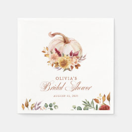 Rust Terracotta Blommigt Pampas Grass and Pumpkin Pappersservett