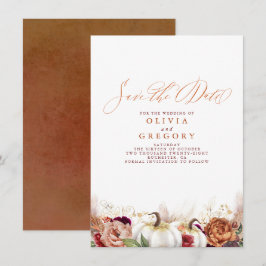 Rust Terracotta Blommigt Pumpkins sparar inte datu Meddelande