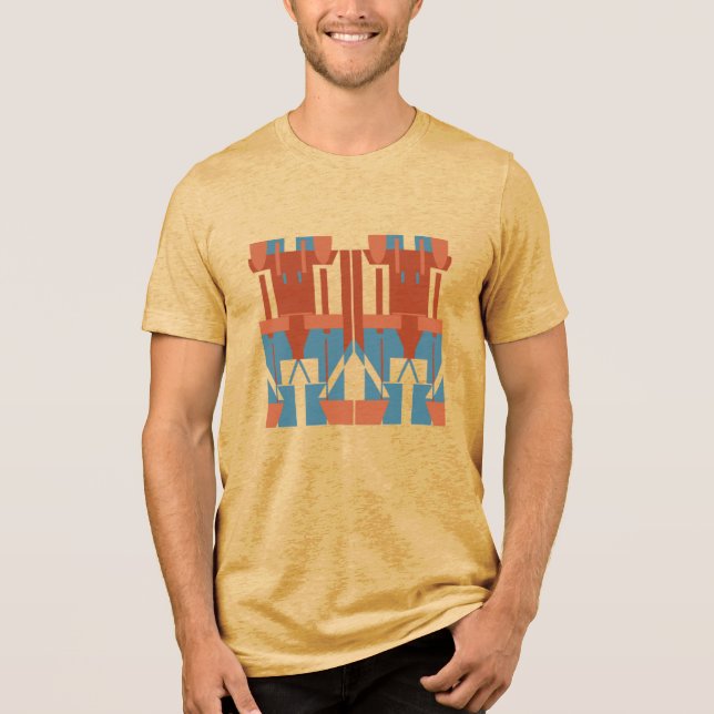 Rust Terracotta Blue Mediterranean-inspirated Smal T Shirt (Framsida)