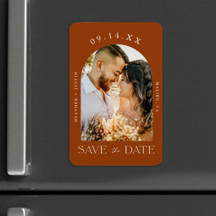 Rust Terracotta Boho Fall Photo Save Date Magnet