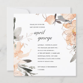 RUST TERRACOTTA BROWN BLOMMIGT BABY SHOWER INBJUDA TACK KORT