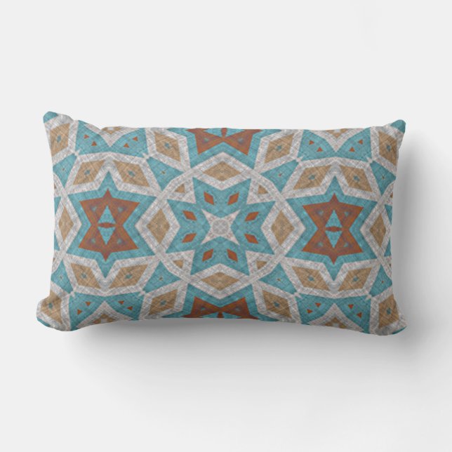 Rust Terracotta Brown Teal Blue Orient Tribal Art Lumbarkudde (Framsida)