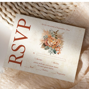 Rust Terracotta Flowers Brnt Orange Fall Wedding OSA Kort