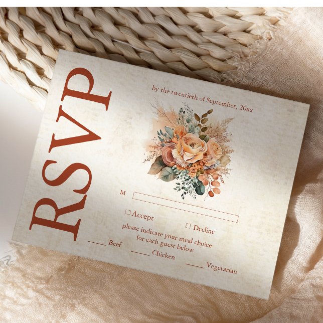 Rust Terracotta Flowers Brnt Orange Fall Wedding OSA Kort (Skapare uppladdad)