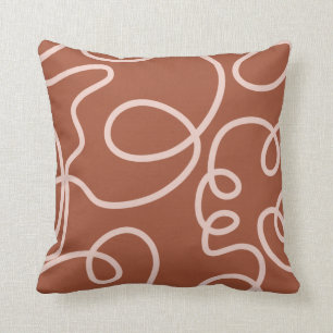 Rust Terracotta Modern Minimal Line-penseldrag Kudde