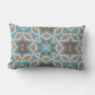 Rust Terrakotta Brun Teal Blå Orient Tribal Art Lumbarkudde