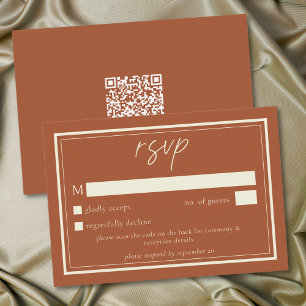 Rust Terrakotta Minimalistisk Ram Bröllops QR-kod OSA Kort