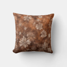 Rust Throw Cushion Vintage Winter Flowers mönster