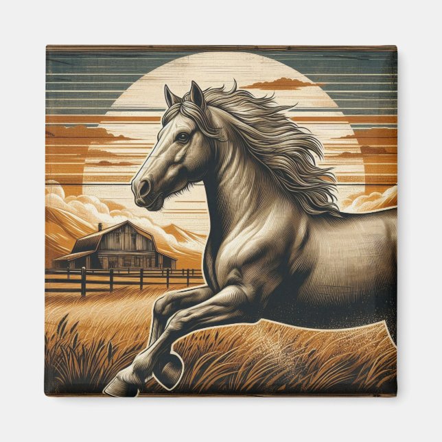 Rust/vintage häst/western magnet (Framsidan)