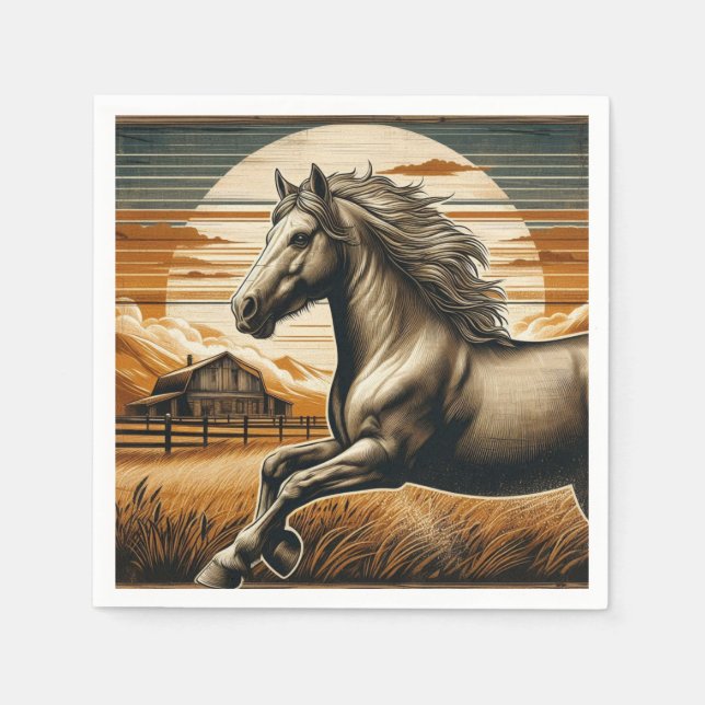 Rust/vintage häst/western pappersservett (Framsidan)