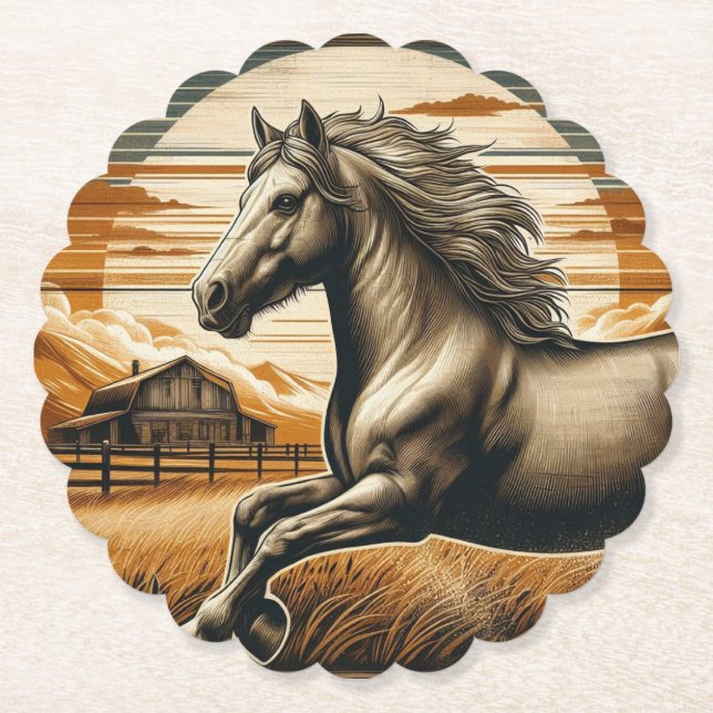 Rust/vintage häst/western underlägg papper (Framsida)
