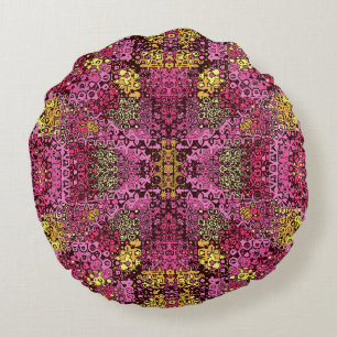 Rust violet boho tapestry runda Pillow. Rund Kudde