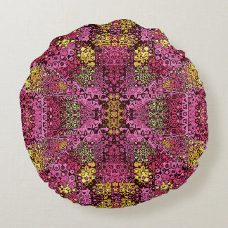 Rust violet boho tapestry runda Pillow. Rund Kudde