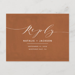 Rust + vit elegant bröllop-svar vykort