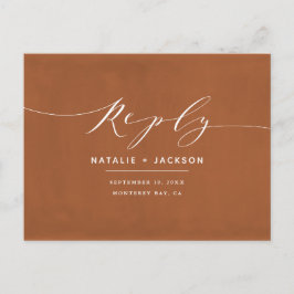 Rust + vit elegant bröllop-svar vykort