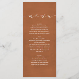 Rust + vit elegant vattenfärg målad bröllop meny
