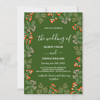 Rust Wildblombotanical Garden Wedding Inbjudningar
