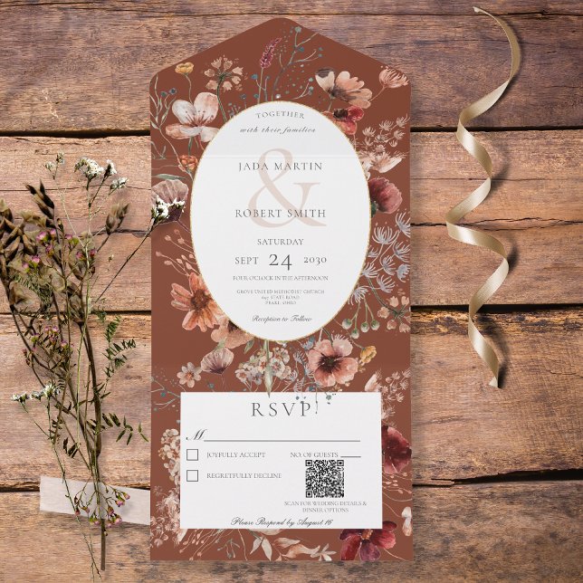 Rust &  Wildblomma Ram QR-kod (Skapare uppladdad)