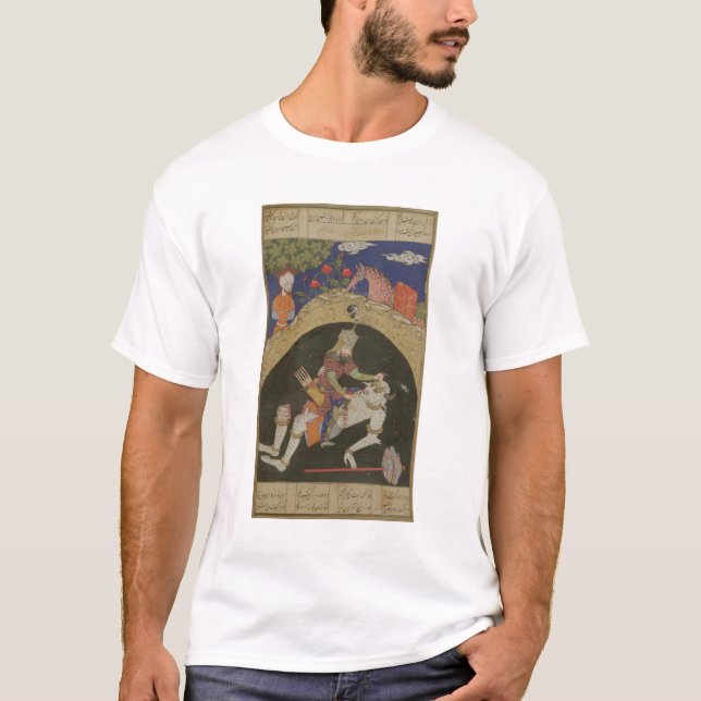 Rustam dräpar viten Div av Mazandaran, illustra T-shirt (Framsida)