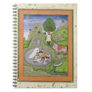 Rustam som dödar vitdemonen, illustration från anteckningsbok