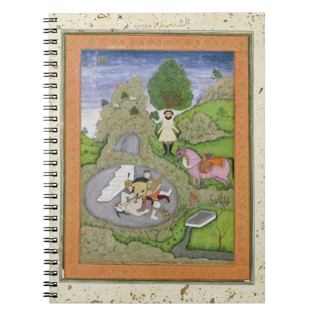 Rustam som dödar vitdemonen, illustration från anteckningsbok (Framsidan)