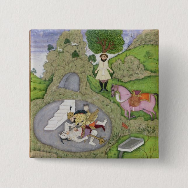 Rustam som dödar vitdemonen, illustration från knapp (Framsida)