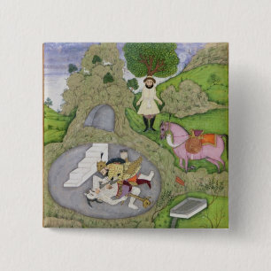 Rustam som dödar vitdemonen, illustration från knapp
