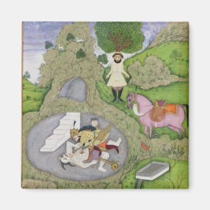Rustam som dödar vitdemonen, illustration från magnet