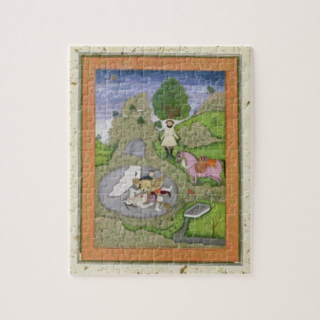 Rustam som dödar vitdemonen, illustration från pussel (Vertikal)