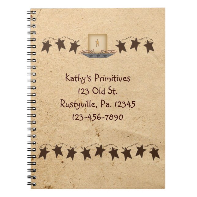 Rustbara stjärnor och ljus bärbara datorer anteckningsbok med spiral (Framsidan)