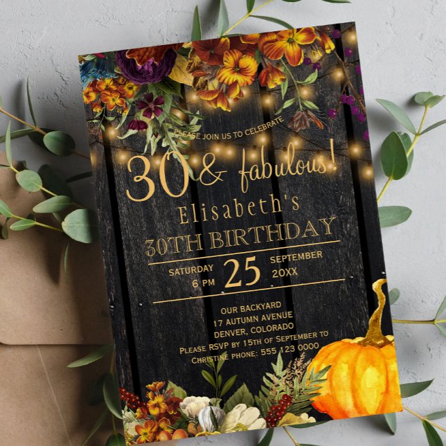 Rustblommor, rustik chic 30 fantastiska år inbjudningar (Skapare uppladdad)