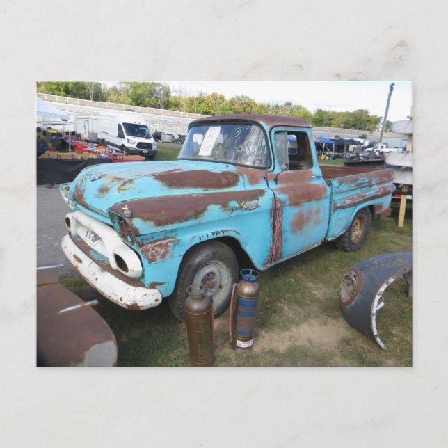Rusted Blue Lastbil Vykort (Framsida)