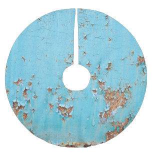 Rusted Blue Metall: Texturerad mur. Julgransmatta Borstad Polyester