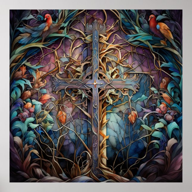 Rusted Celtic Kor with Vines and Birds Poster (Framsidan)