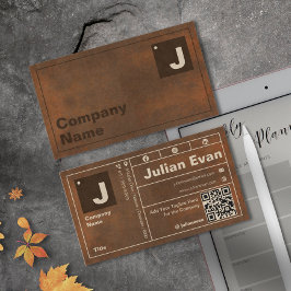 Rusted Järn-fetstil, monogram QR-kod Visitkort