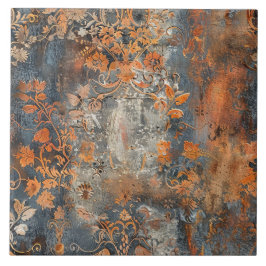 Rusted Metal Antique Floral  Kakelplatta