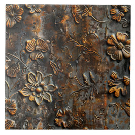 Rusted Metal Antique Floral  Kakelplatta