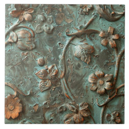 Rusted Metal Antique Floral  Kakelplatta