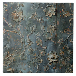 Rusted Metal Antique Floral  Kakelplatta