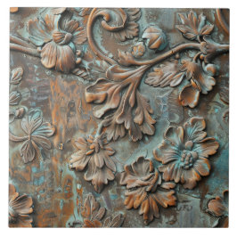 Rusted Metal Antique Floral  Kakelplatta