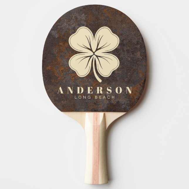 Rusted Metal Sheet Four Leaf Clover with Name Pingisracket (Framsidan)